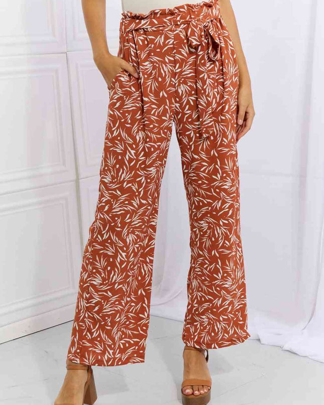 Heimish Right Angle Full Size Geometric Printed Pants in Red Orange