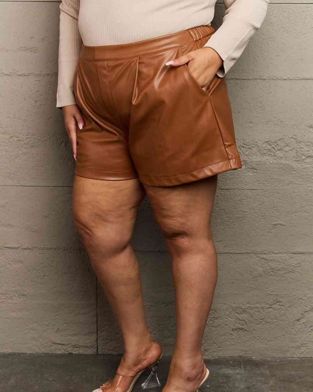 HEYSON Leather Baby Full Size High Waist Vegan Leather Shorts