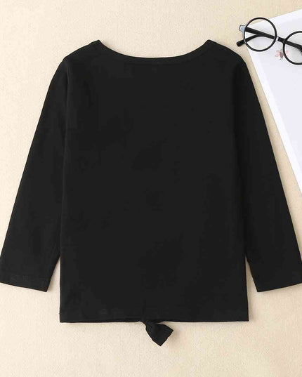 Round Neck Butterfly Graphic Long Sleeve T-Shirt