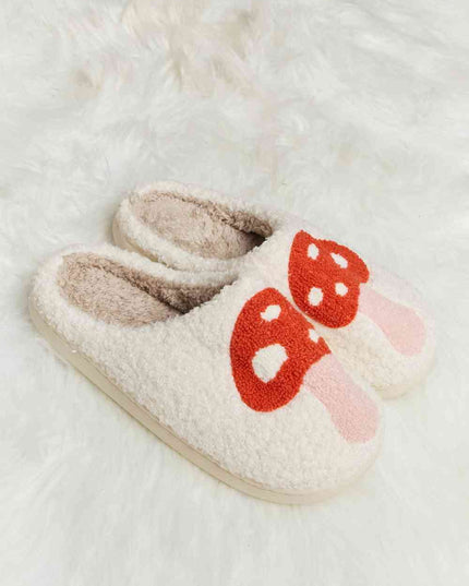 Melody Mushroom Print Plush Slide Slippers