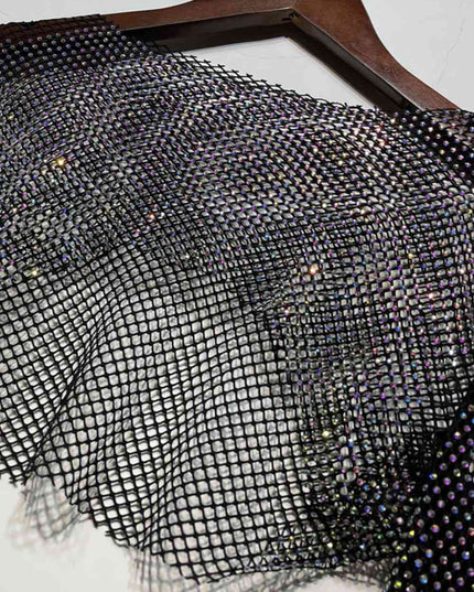Rhinestone Openwork Long Sleeve Cropped Top