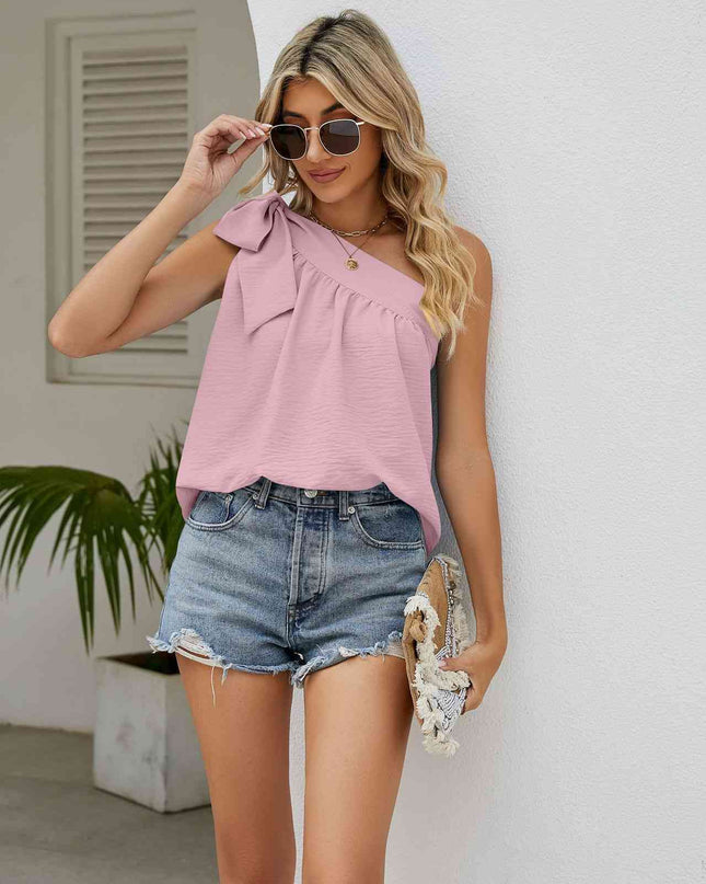 Tied One-Shoulder Sleeveless Top