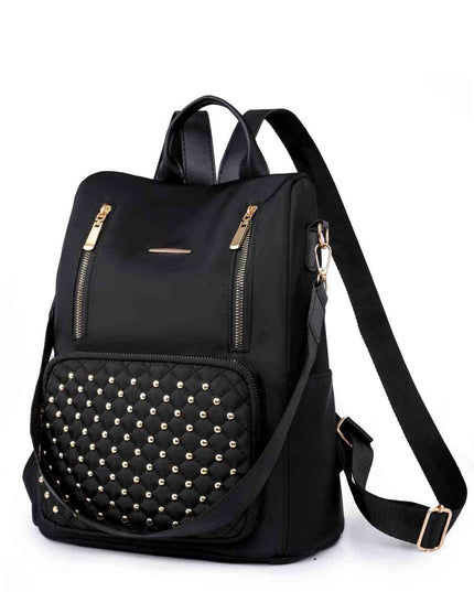 Zipper Pocket Beaded Backpack