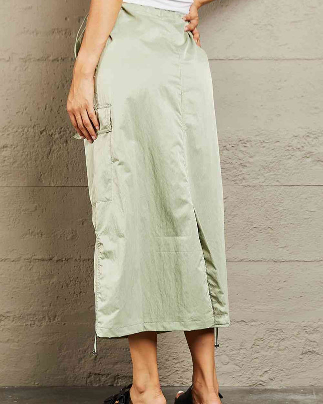 HYFVE Just In Time High Waisted Cargo Midi Skirt