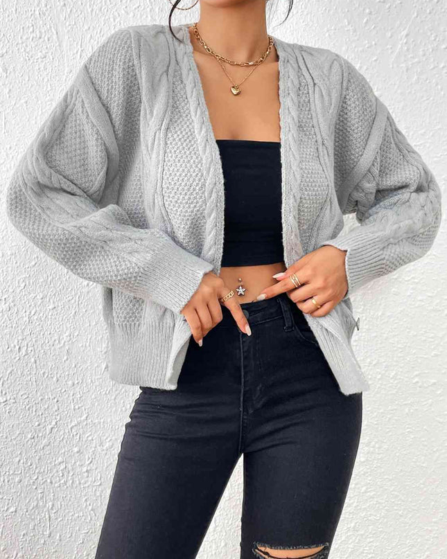 Cable-Knit Open Front Cardigan