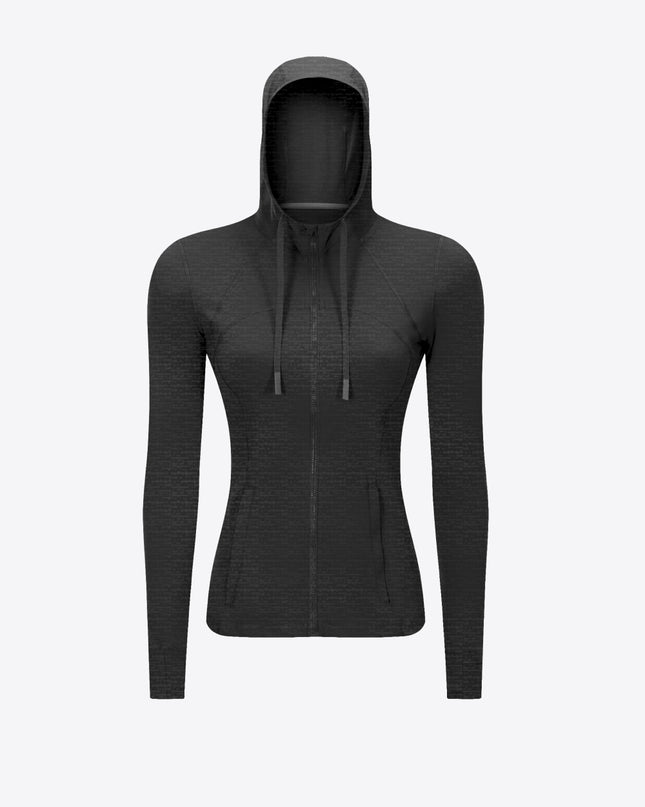 Drawstring Detail Zip Up Sports Jacket with Pockets