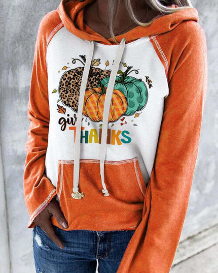 Graphic Drawstring Long Sleeve Hoodie