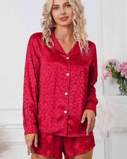 Long Sleeve Shirt and Shorts Lounge Set