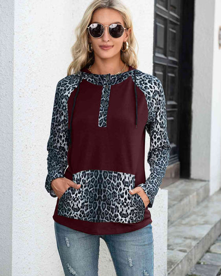 Leopard Raglan Sleeve Hoodie