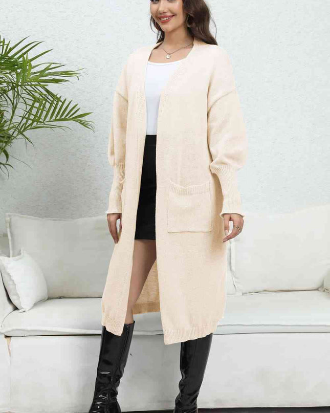 Open Front Dropped Shoulder Cardigan