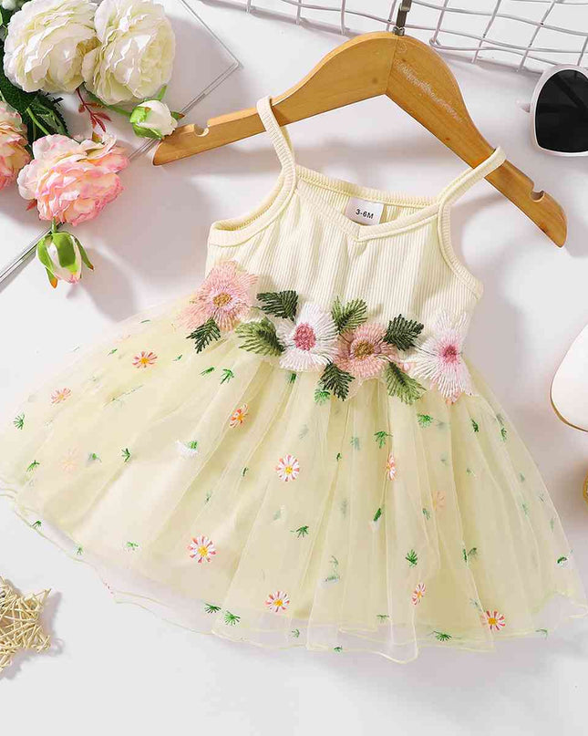 Embroidered Spaghetti Strap V-Neck Dress
