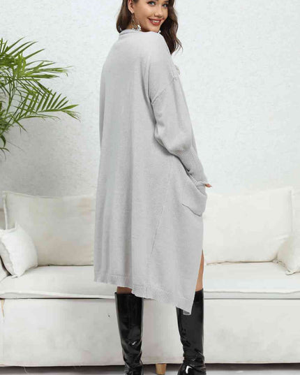 Open Front Dropped Shoulder Cardigan