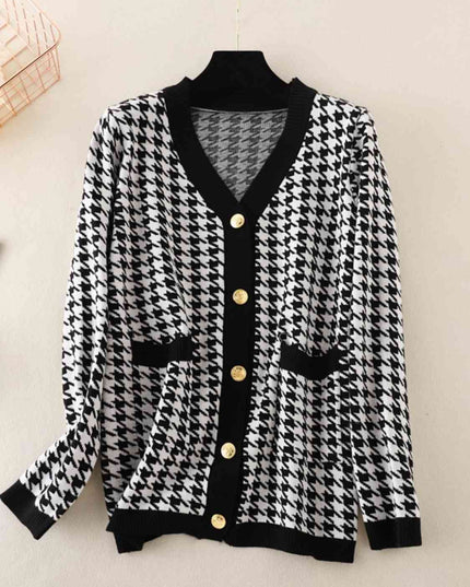 Houndstooth Button Down Cardigan