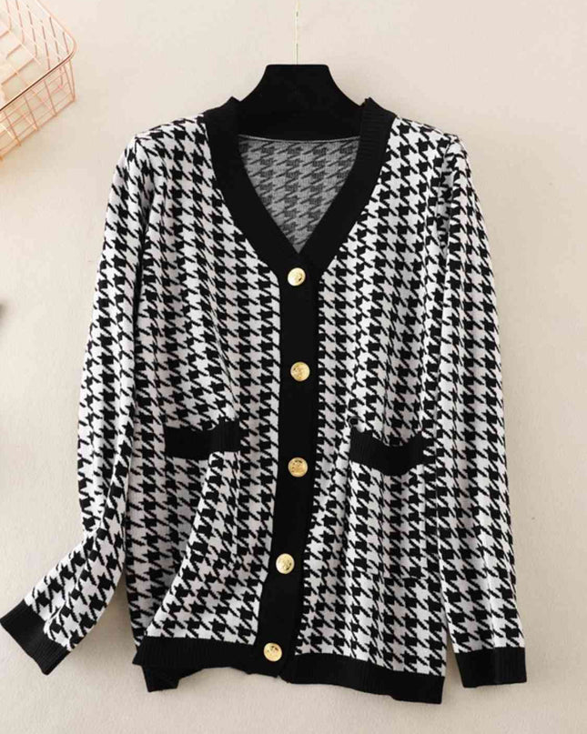 Houndstooth Button Down Cardigan