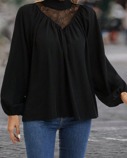 Lace Detail Mock Neck Top