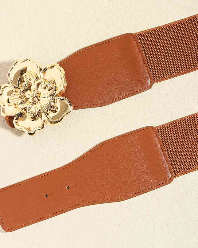 Flower Alloy Buckle Elastic Belt