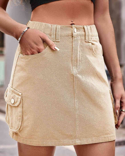 Denim Mini Skirt with Pockets