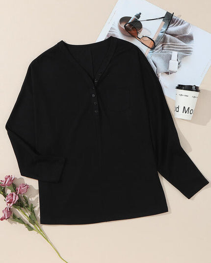 Half Button Long Sleeve Top