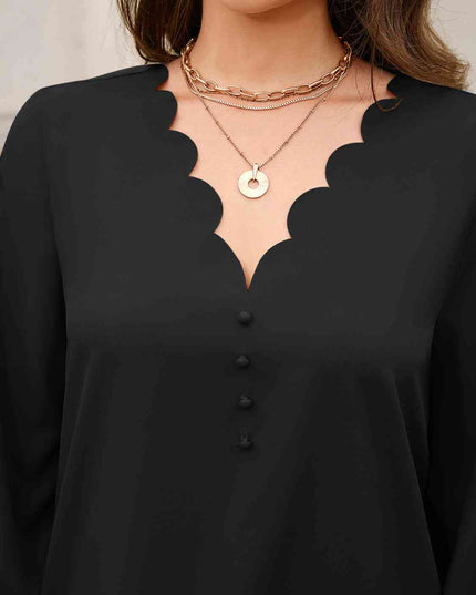 V-Neck Long Sleeve Blouse