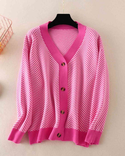 Button Down V-Neck Cardigan