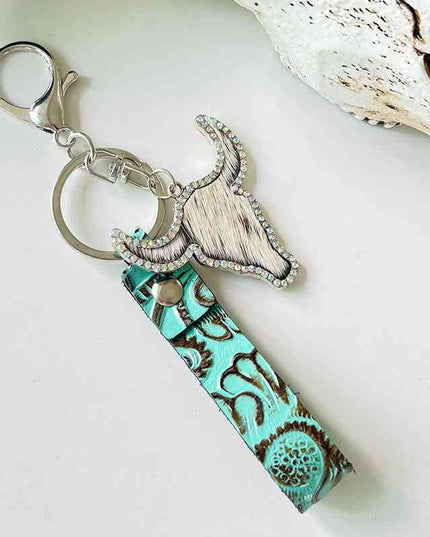 Rhinestone Bull Keychain