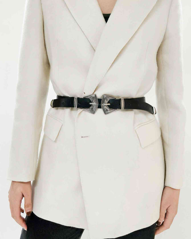 Double Buckle PU Leather Belt