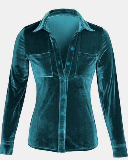 Button Up Collared Shirt with Breast Pockets