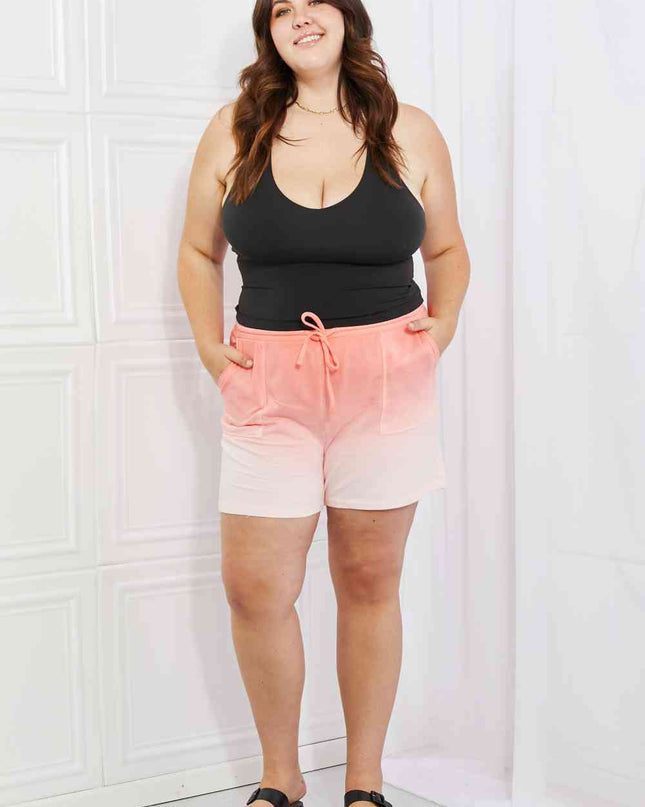 Zenana In The Zone Full Size Dip Dye High Waisted Shorts in Coral