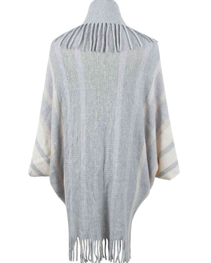 Fringe Detail Open Front Poncho