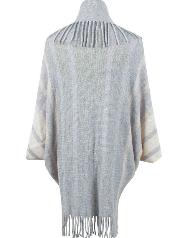 Fringe Detail Open Front Poncho