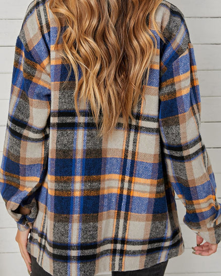 Plaid Pocketed Button Down Shacket