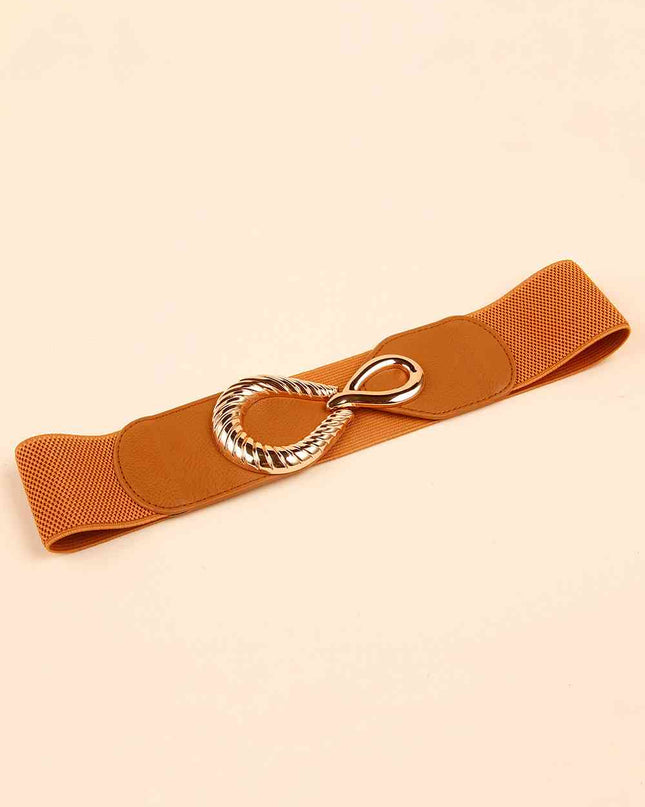Ribbed Alloy Buckle Elastic Belt