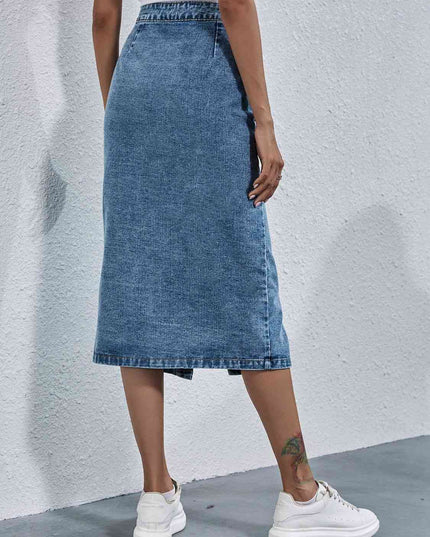 Button Down Denim Skirt