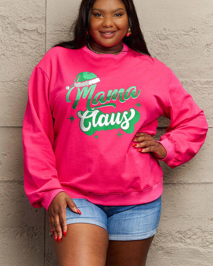 Simply Love Full Size MAMA CLAUS Round Neck Sweatshirt