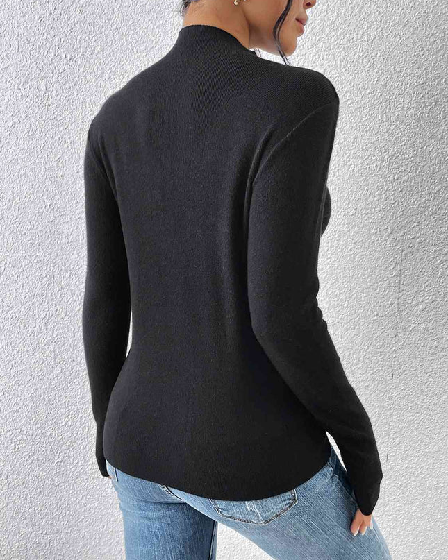 Mock Neck Long Sleeve Knit Top