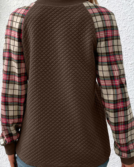 Plaid Round Neck Sweatshirt