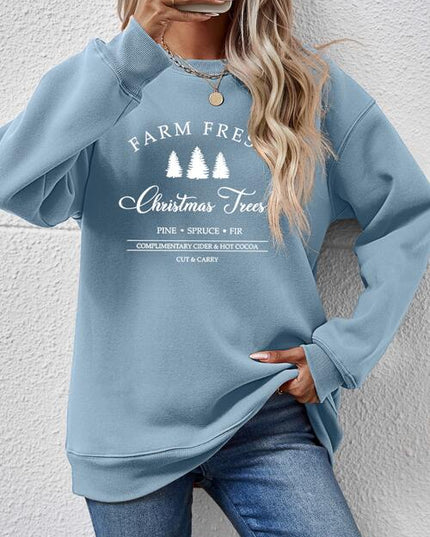 Graphic Round Neck Dropped Shoulder Sweatshirt