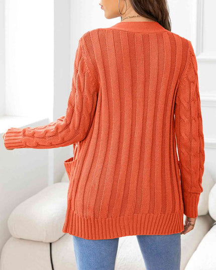 Button Down Cable-Knit Cardigan