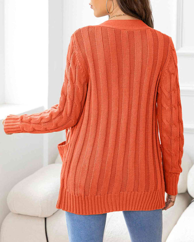Button Down Cable-Knit Cardigan