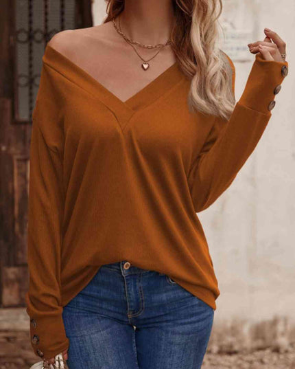 V-Neck Long Sleeve Top