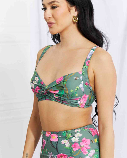 Marina West Swim Take A Dip Twist High-Rise Bikini in Sage