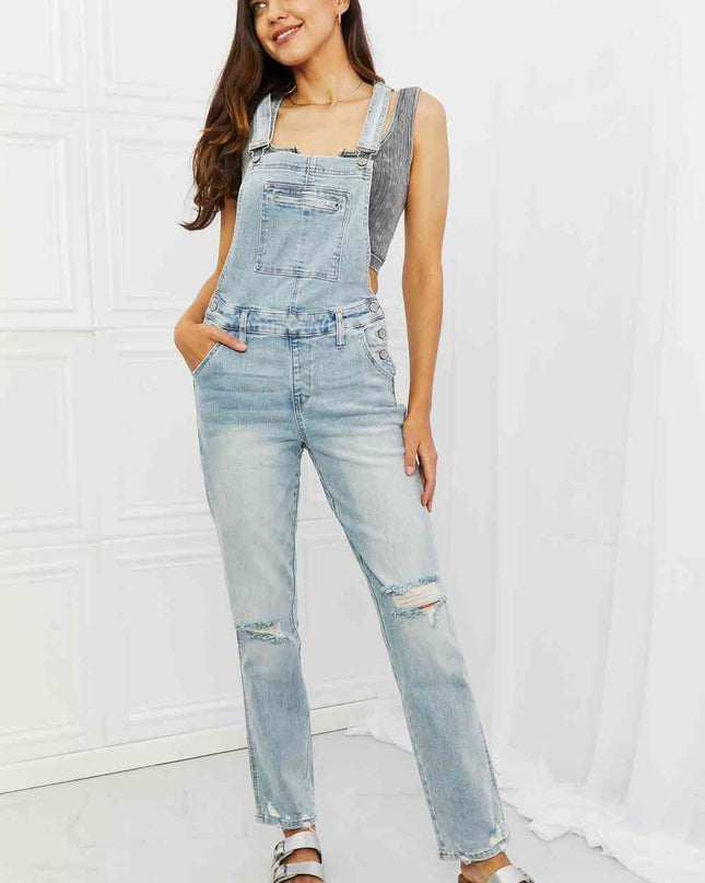 Judy Blue Melina Full Size Distressed Straight Leg Overalls