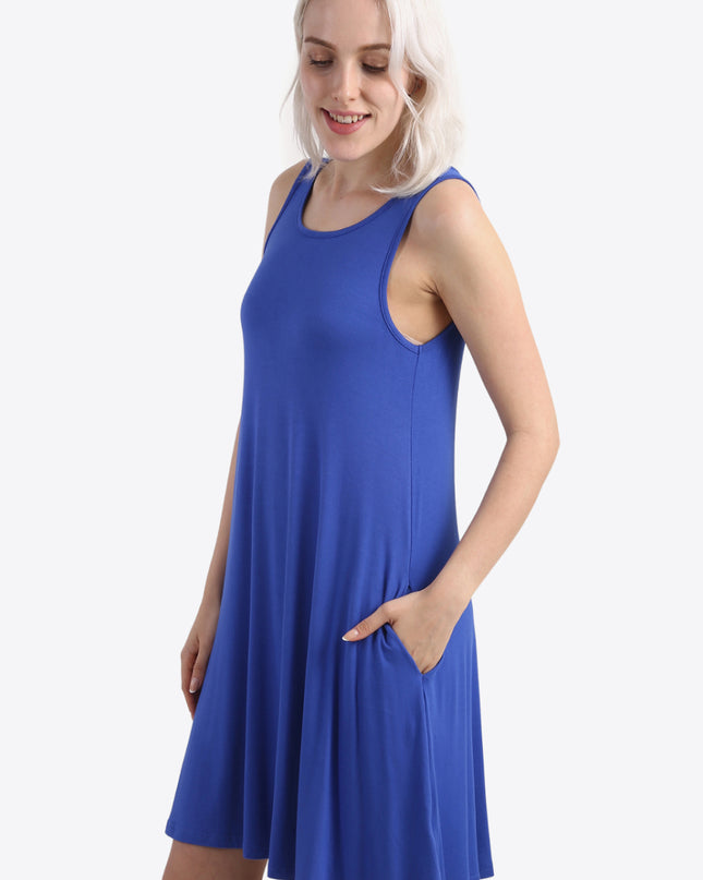 Cutout Scoop Neck Sleeveless Dress with Pockets