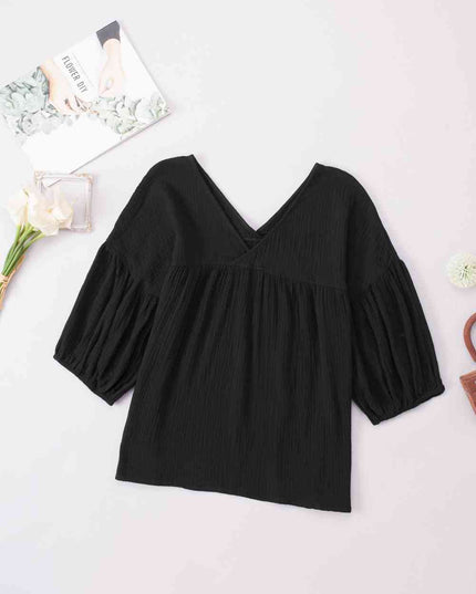 Dropped Shoulder V-Neck Blouse