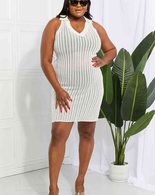 Openwork Johnny Collar Cover Up Dress