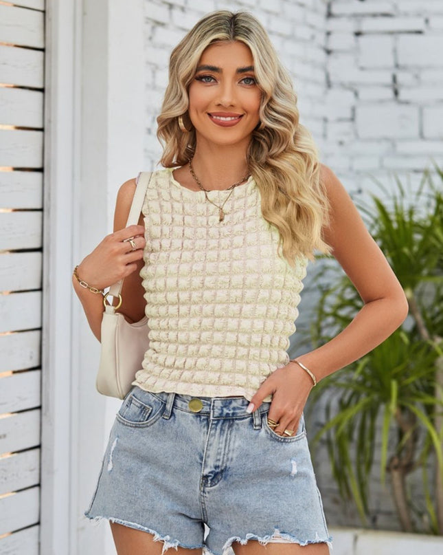 Textured Round Neck Tank