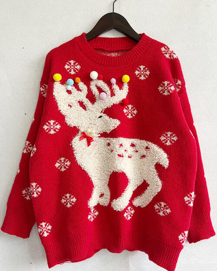 Pearl Detail Round Neck Long Sleeve Sweater