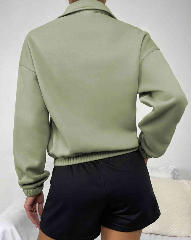 Half-Zip Dropped Shoulder Sweatshirt