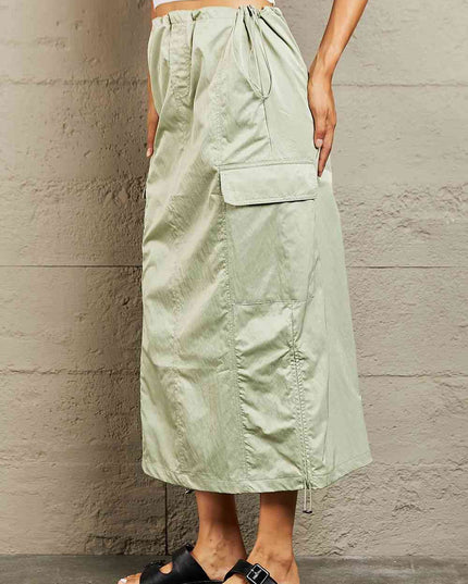 HYFVE Just In Time High Waisted Cargo Midi Skirt