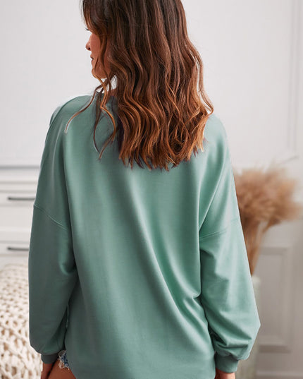 Button Detail Curved Hem Top